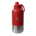Rode honden drinkfles 3-in-1 met twee bakjes