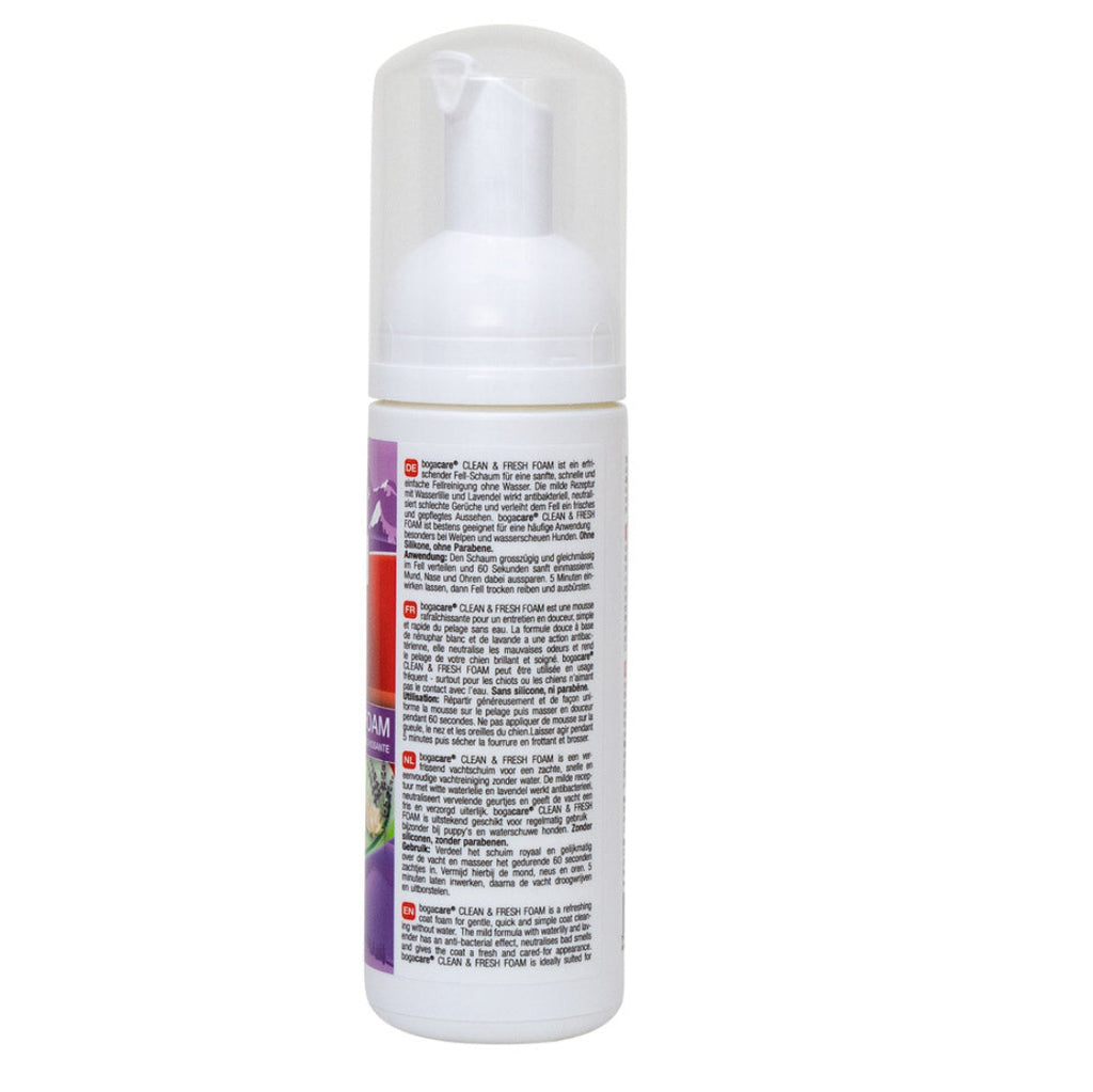Bogacare clean & fresh foam vachtreiniger mousse voor honden achterkant