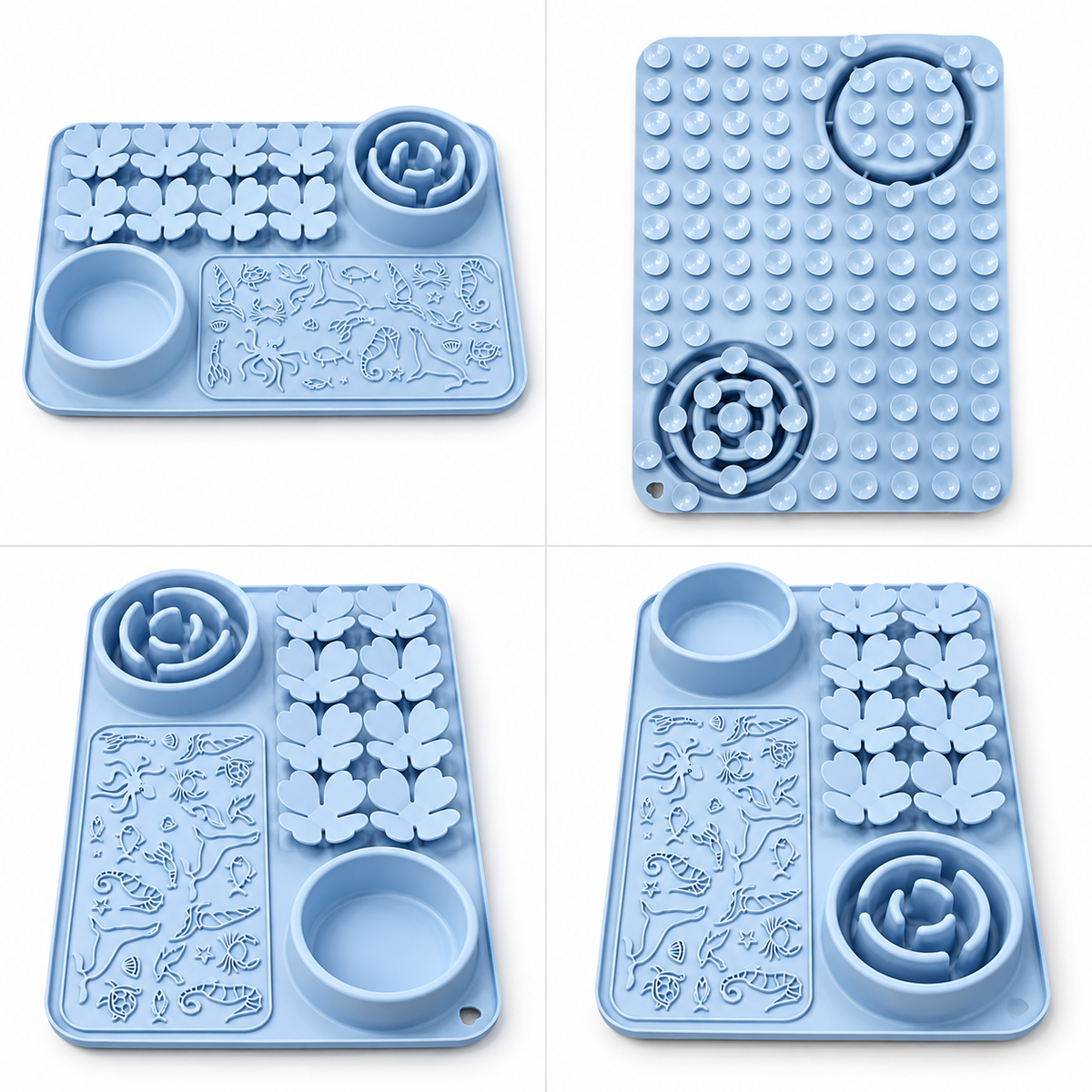 Slowfeeder en likmat voor honden in blauw