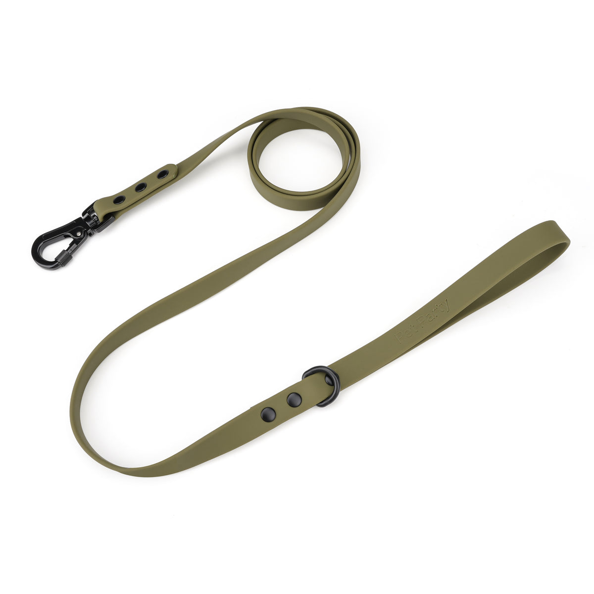 Khaki waterproof hondenriem met metalen clip