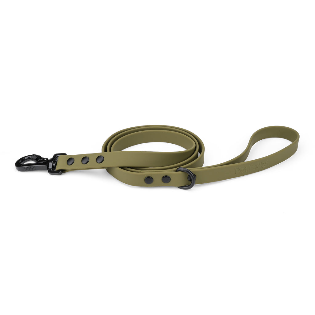 Khaki waterproof hondenriem voor dagelijks wandelen