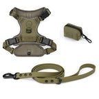 Khaki Walk Set met Y-harnas, waterproof hondenriem en poepzakhouder